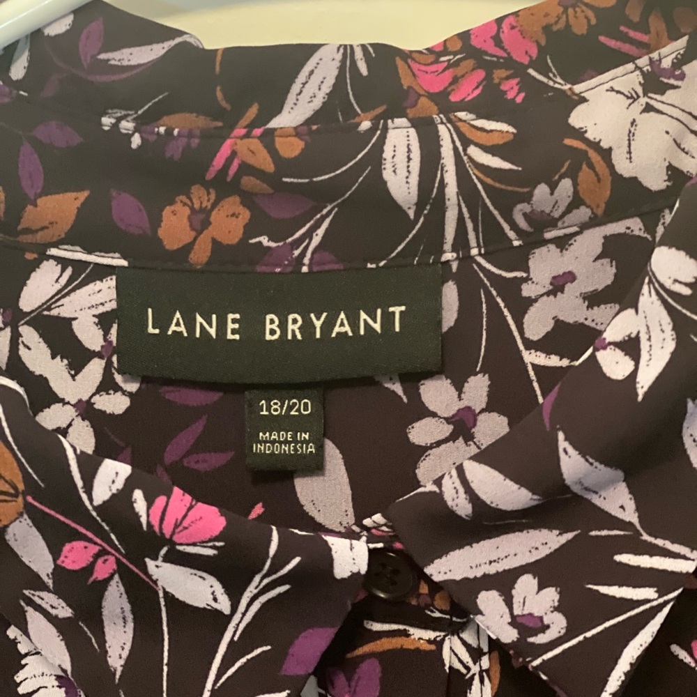 ✨ Lane Bryant Floral Collared Button Blouse Multicolor Plus 18/20 - Picture 6 of 9